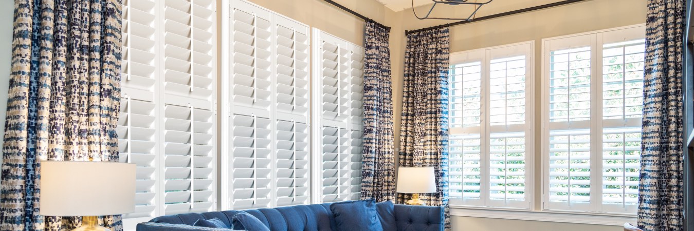 Plantation shutters in Abingdon family room