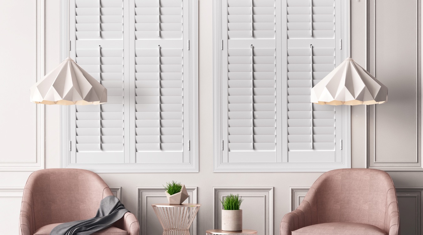 Interior shutters in modern living room