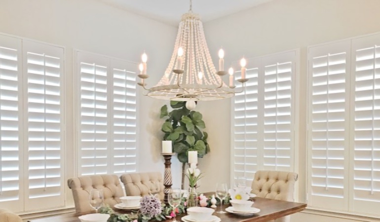 Polywood shutters in a Bluff City dining room.